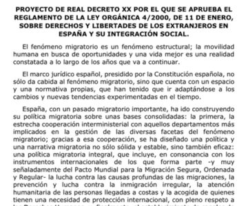 IMAGEN ENTRADA borrador nuevo reglamento de extranjeria 2024